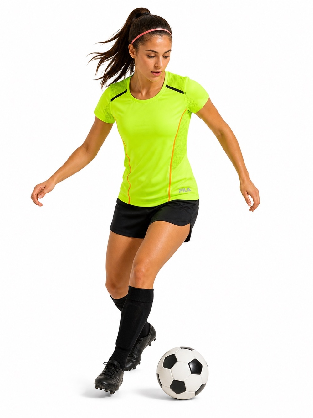 FILA Sport Fluorescent‎ Fitted Jersey Athletic Top, Size XS Workout